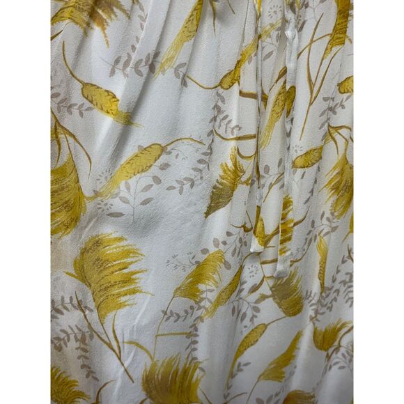 A LOVES A 100% Silk Yellow Feather Print Mini Dress, Sz XS - Picture 8 of 11